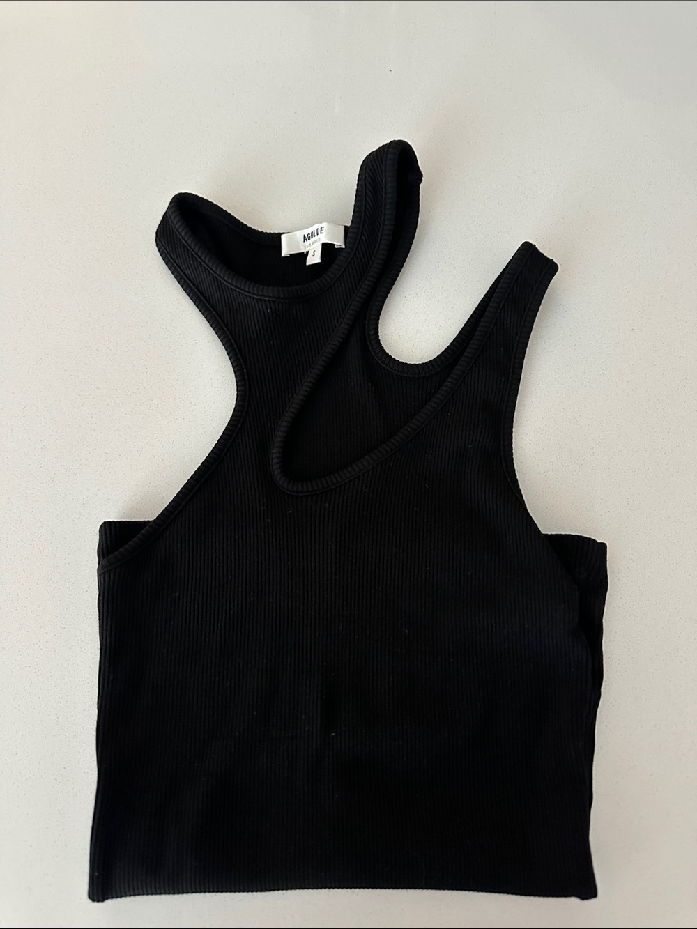 Agolde Black Ribbed Double-Strap Tank